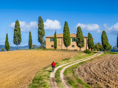 Descubra a Toscana de bicicleta com um roteiro personalizado, explorando vinhedos e paisagens inesquecíveis.