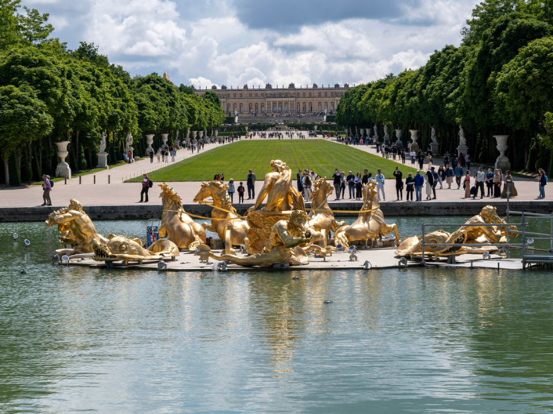 Versailles, France, june 11, 2024 - The garden of the Palace of Versailles. UNESCO list of World Heritage Sites