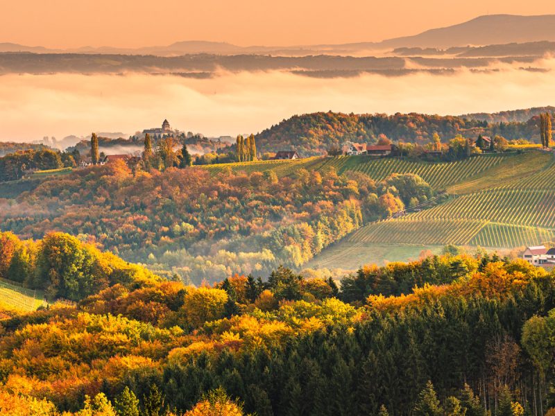 Winery in south Styri, Austria. Panoramic view at hills of wine road. Famous Tuscany like destination_1200_900