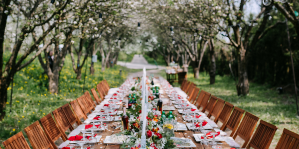wedding table appointments in garden